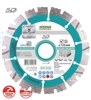 Круг алмазный по бетону Distar 1A1RSS/C3 TECHNIC ADVANCED 125 5D