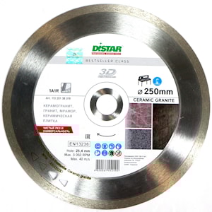 Сплошной алмазный диск Distar Ceramic Granite 250 мм